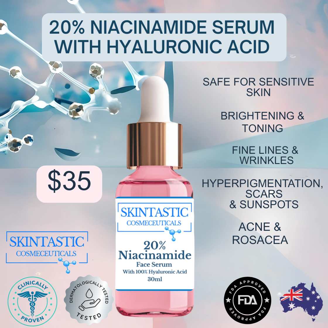 20% Niacinamide Face Serum with Hyaluronic Acid