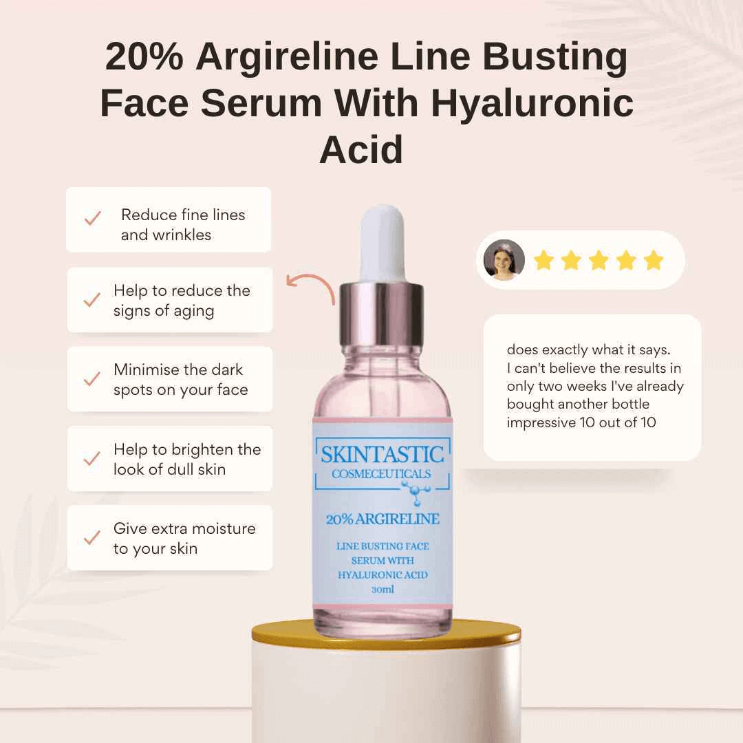 Skintastic Cosmeceuticals 20% Argireline anti-aging serum with hyaluronic acid for reducing fine lines