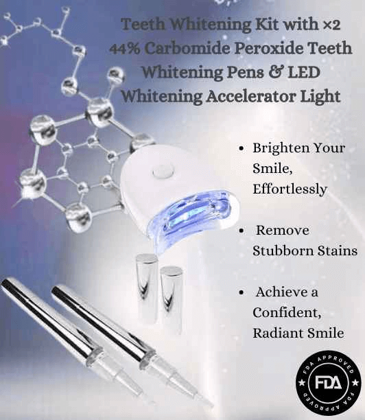 Skintastic Cosmeceuticals carbamide peroxide teeth whitening kit with two pens and an LED accelerator light