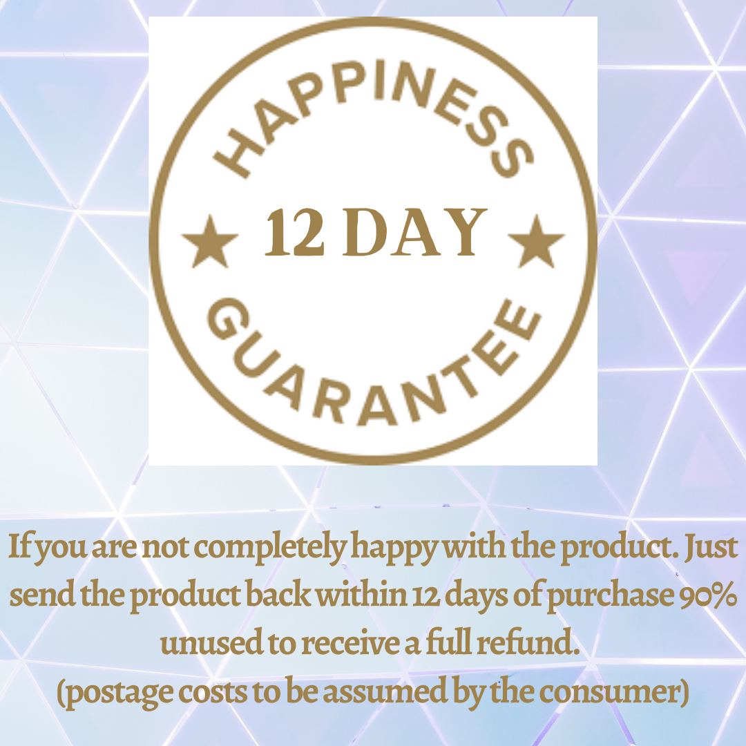 12_DAY.happieness_gurantee Skintastic Cosmeceuticals badgeWe have a 12- DAY HAPPINESS GUARANTEE which means that if you are unsatisfied with the product, as in it does not deliver as described. You have 12 days to return the item 80% unused to receive a full refund of the purchasing price. (Postage costs are to be assumed by the customer) 