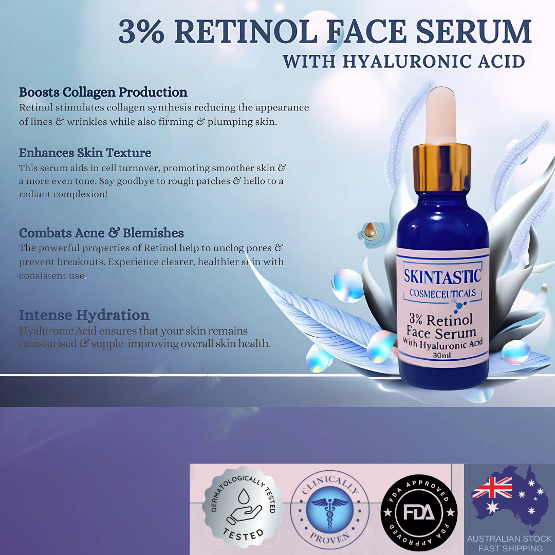 Skintastic 3% Retinol Anti-Aging Serum with Hyaluronic Acid