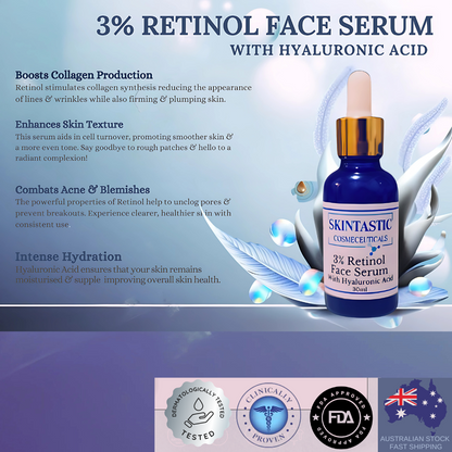 Skintastic 3% Retinol Anti-Aging Serum with Hyaluronic Acid