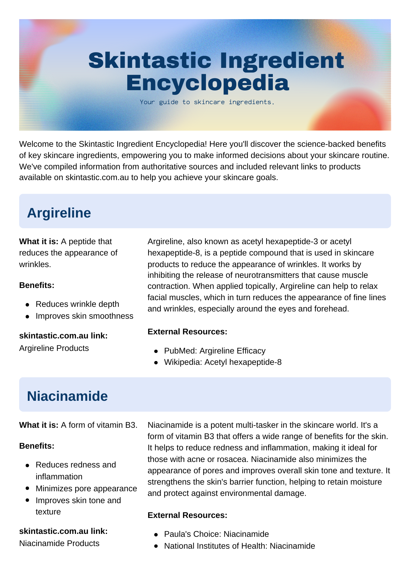 Skintastic Cosmeceuticals ingredient encyclopaedia 