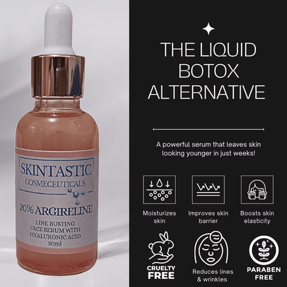 20% Argireline Line Busting Face Serum With Hyaluronic Acid 30ml SKINTASTIC