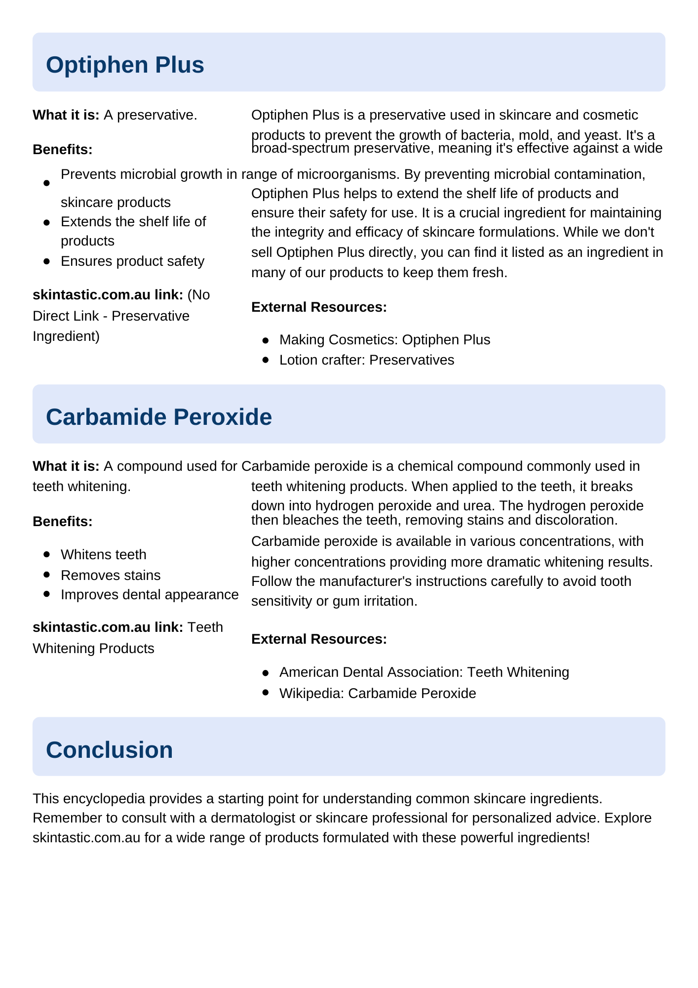 Skintastic Cosmeceuticals ingredient encyclopaedia 3rd page