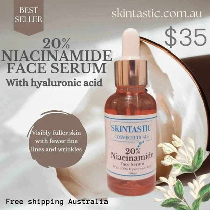 Skintastic Cosmeceuticals 20% Niacinamide Face Serum with hyaluronic acid for fuller skin and fewer wrinkles