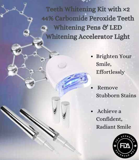 Skintastic Cosmeceuticals carbamide peroxide teeth whitening kit with two pens and an LED accelerator light