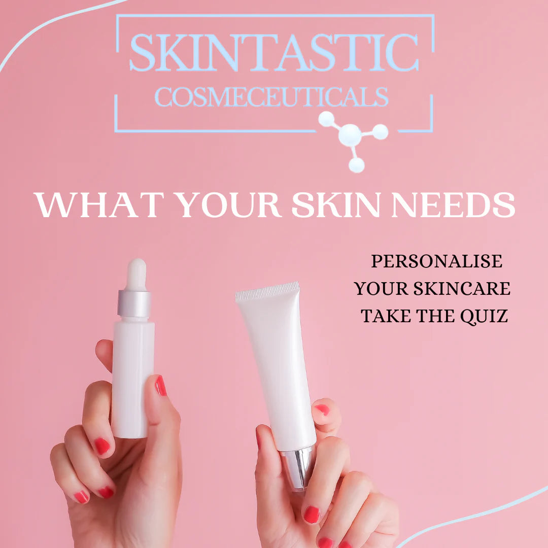 Pink background skintastic_skin_quiz find Australias best antiageing Products at Skintastic what your skin needs personalise yourskincare routine the Skintastic Cosmeceuticals  quiz